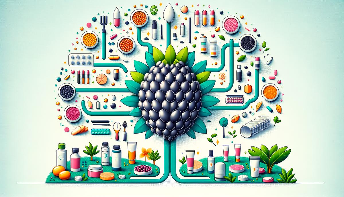 Açaí seeds being used in various industries: pharmaceuticals, cosmetics, and sustainable materials
