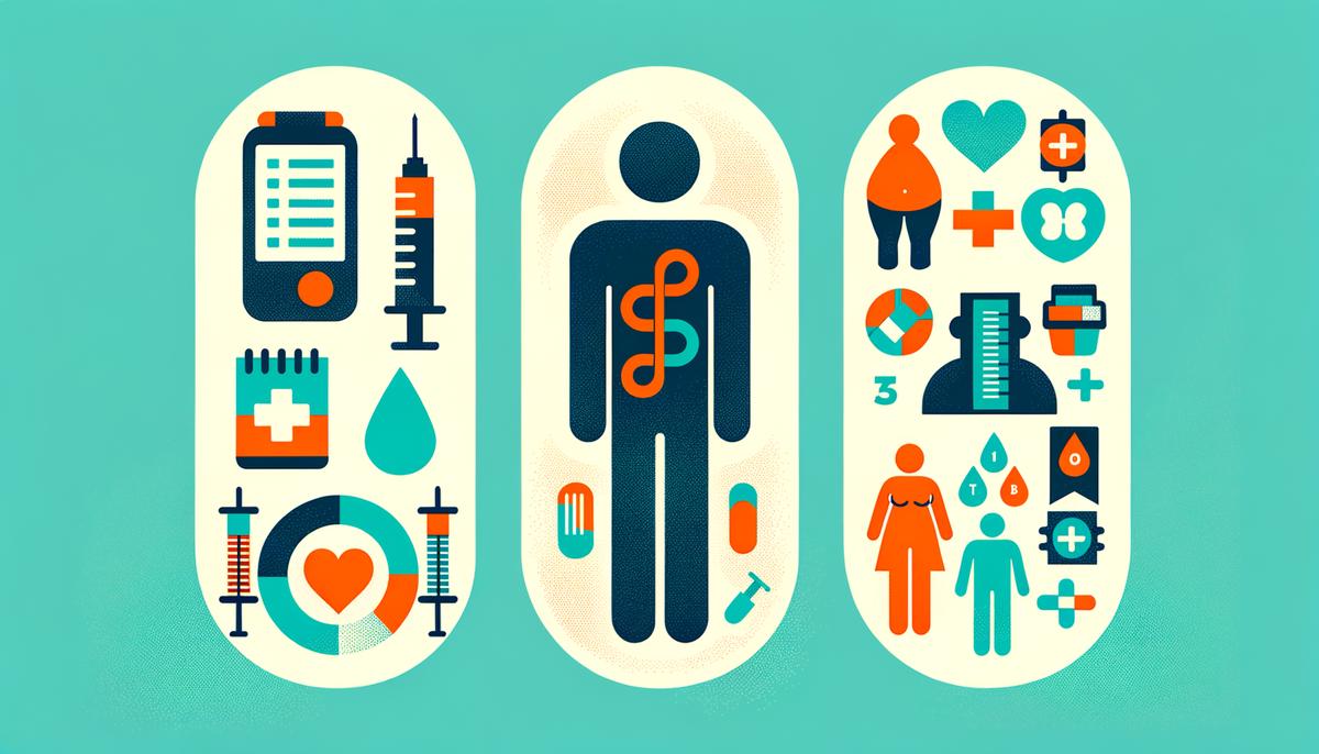 An infographic illustrating the three main types of diabetes: Type 1, Type 2, and Gestational diabetes